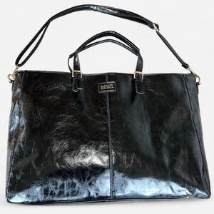 Black Vegan Leather Tote Bag